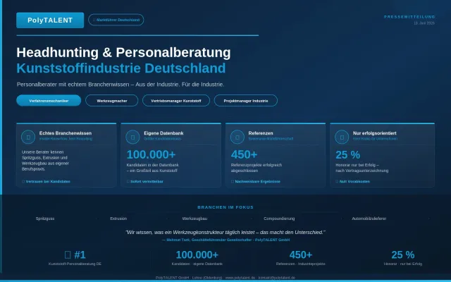 Bild: PolyTALENT: Marktführer im Headhunting für die Kunststoffindustrie – Berater aus der Kunststoffindustrie