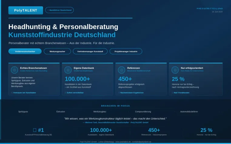Bild: PolyTALENT: Marktführer im Headhunting für die Kunststoffindustrie – Berater aus der Kunststoffindustrie