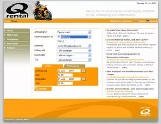 Deutschlands einzigartiges Motorradvermietportal Qrental.com schnürt attraktive Vermietkonditionen für Händler Bild: Deutschlands einzigartiges Motorradvermietportal Qrental.com schnürt attraktive Vermietkonditionen für Händler