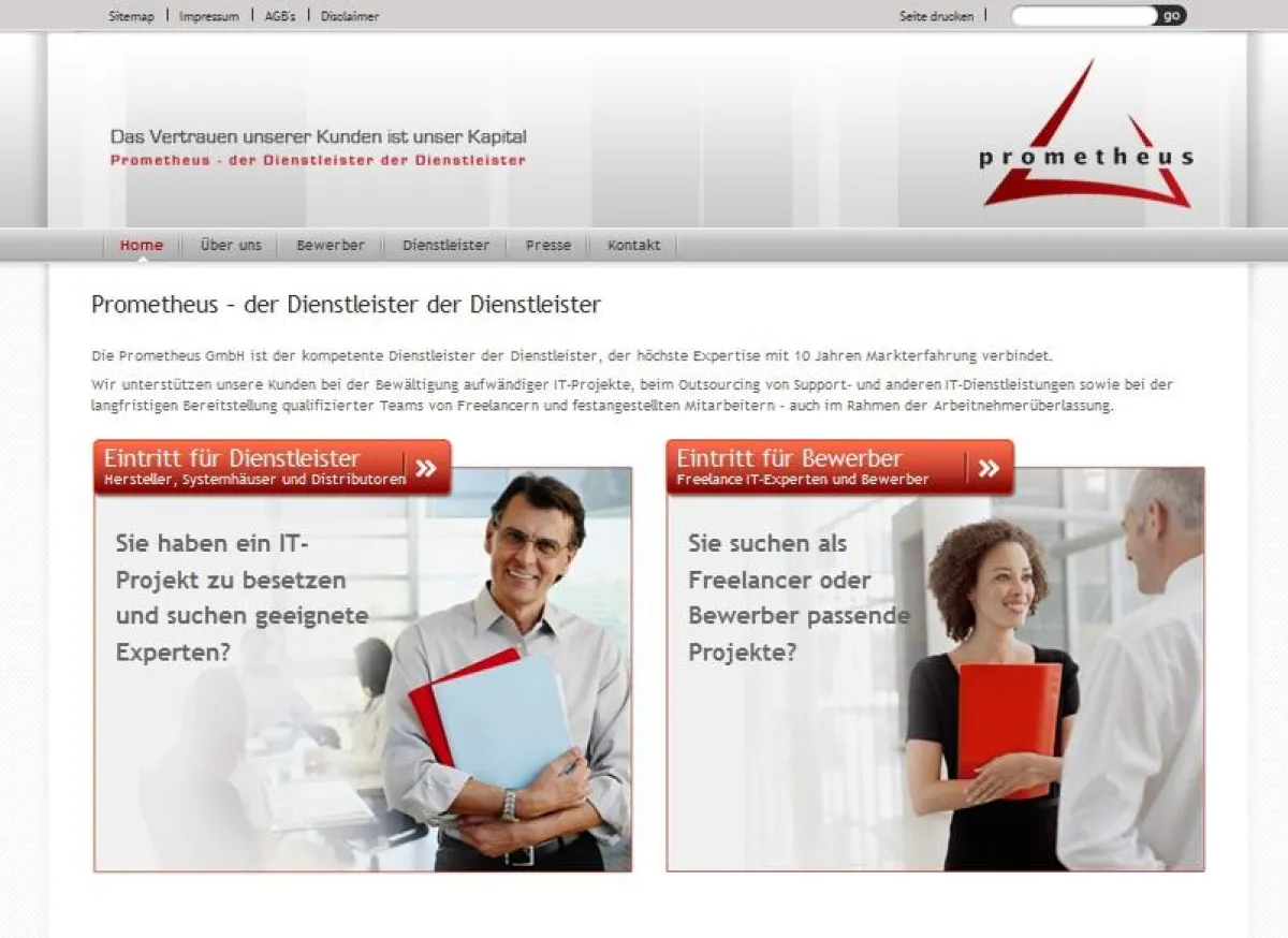 Neuer Webauftritt der Prometheus GmbH verbindet Profis und Dienstleister
