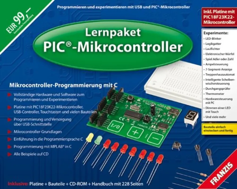 Franzis-Lernpaket mit PIC18F23K22 von Microchip