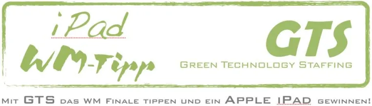 Ein iPad beim Wm-Tipp Spiel der Green Technology Staffing zu gewinnen Bild: Ein iPad beim Wm-Tipp Spiel der Green Technology Staffing zu gewinnen