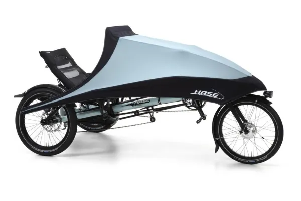 Bild: Liegedreirad mit elektrischem Antrieb und Regenverdeck