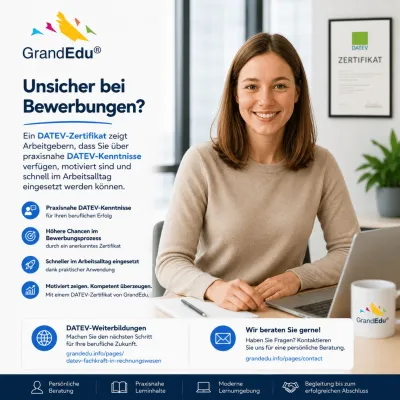 Bild: DATEV-Zertifikat als sichtbarer Kompetenznachweis: GrandEdu unterstützt Teilnehmende