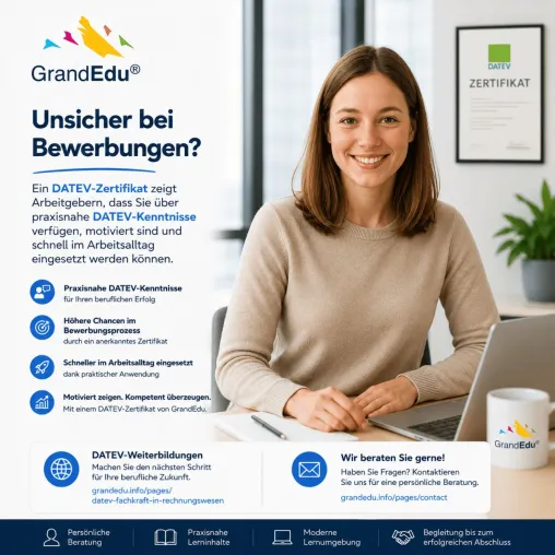 Bild: DATEV-Zertifikat als sichtbarer Kompetenznachweis: GrandEdu unterstützt Teilnehmende