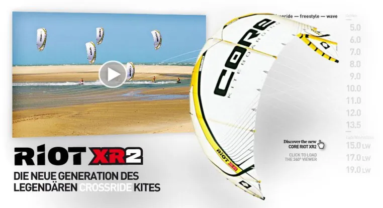 CORE Riot XR2 – Der leistungsstärkste Crossride Kite Bild: CORE Riot XR2 – Der leistungsstärkste Crossride Kite