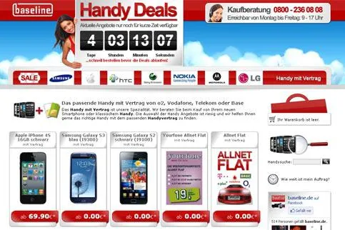 Bild: Der neue Onlineshop der baseline communication GmbH eröffnet - Handys und Handytarife online bestellen
