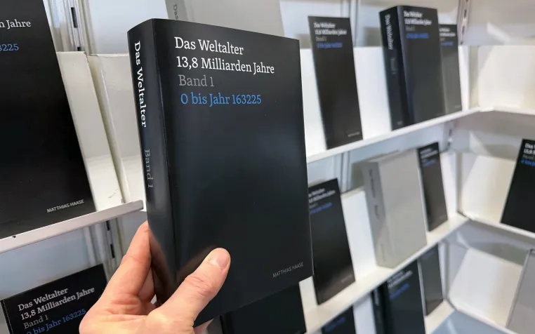 Bild: Das Kunstwerk „Das Weltalter: 13,8 Milliarden Jahre“ auf der Leipziger Buchmesse