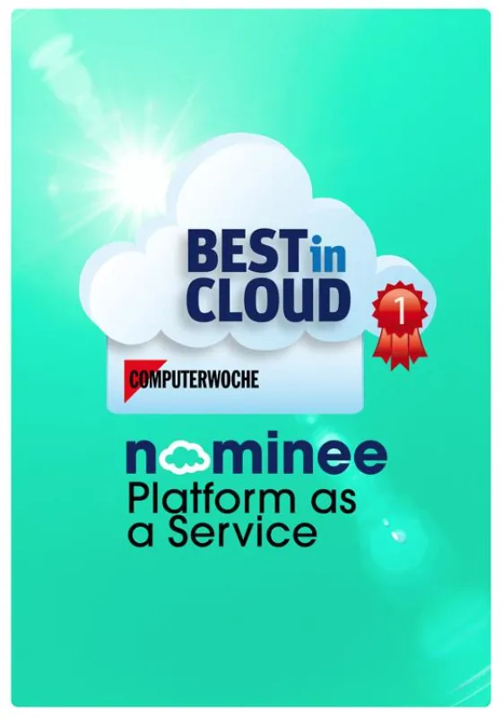 Logo für nominierte Finalisten in der Kategorie Platform as a Service im Wettbewerb Best in Cloud