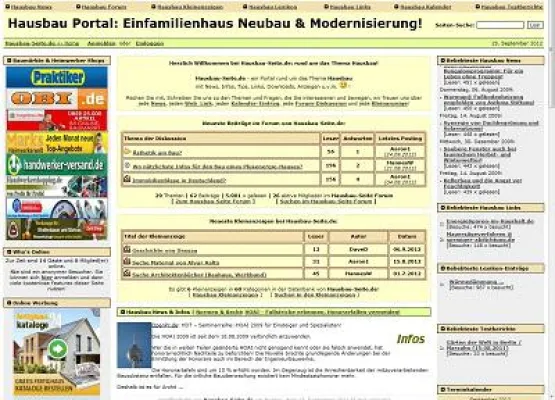Bild: Neu: Kleinanzeigenmarkt auf Hausbau-Seite.de