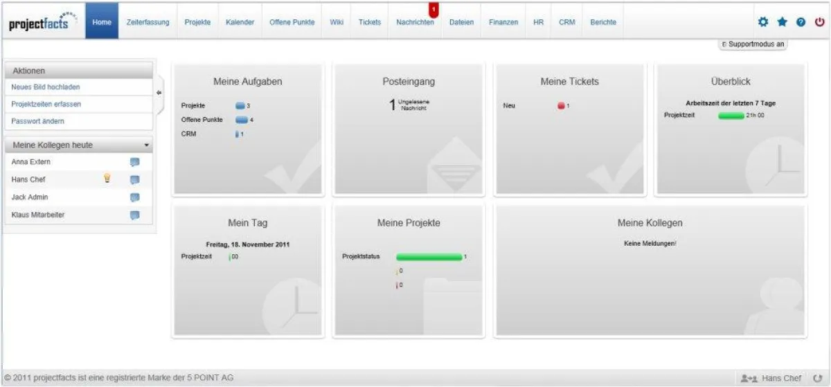 projectfacts - Projektmanagement, CRM, Wiki, Tickets, Finanzen, Dateien und Zeiterfassung in einem System