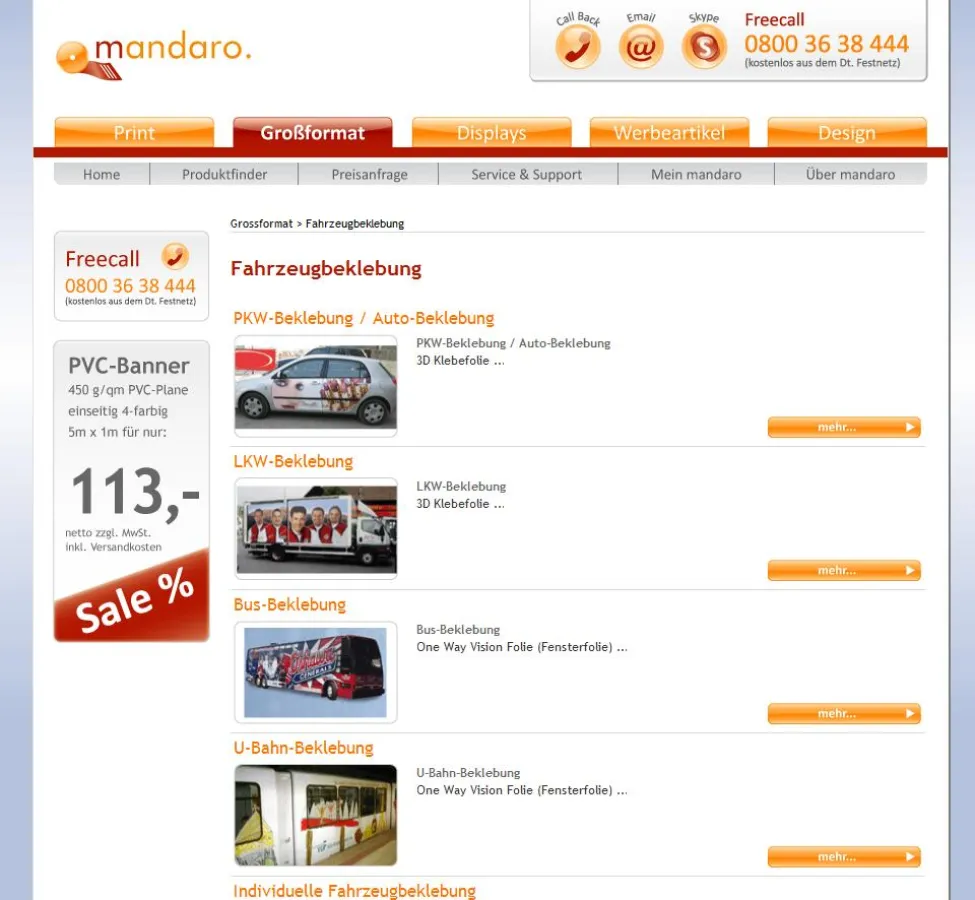 Fahrzeugbeklebung preiswert und gut bei www.mandaro.de