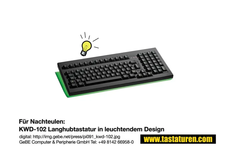 Bild: Für Nachteulen: KWD-102 - Beleuchtete 19-Zoll-Tastatur von GeBE