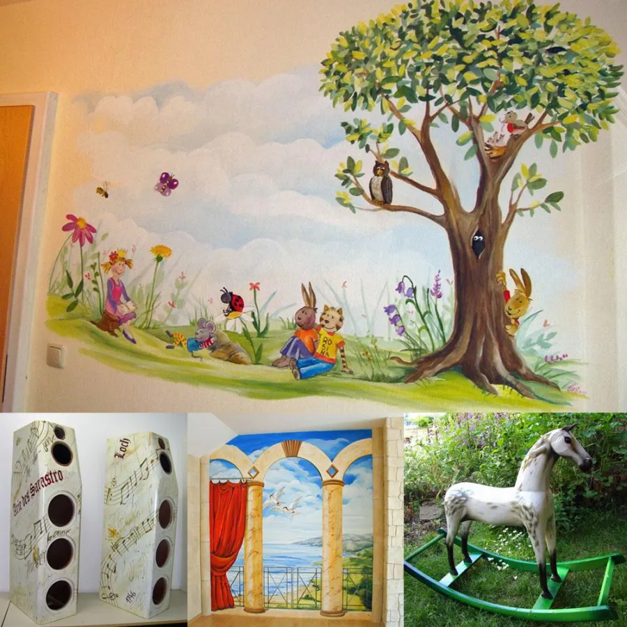 Airbrush-Dekoration: Vom Schaukelpferd bis zur Kinderzimmerwand. Fotos/Design: Ute Morawetz