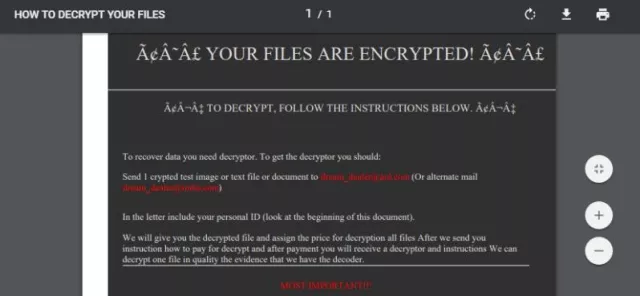 Bild: Globeimposter .DREAM Ransomware ist dream_dealer@aol. com malicious Trojan