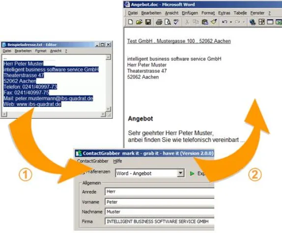 Bild: ContactGrabber® unterstützt nun auch Microsoft Word