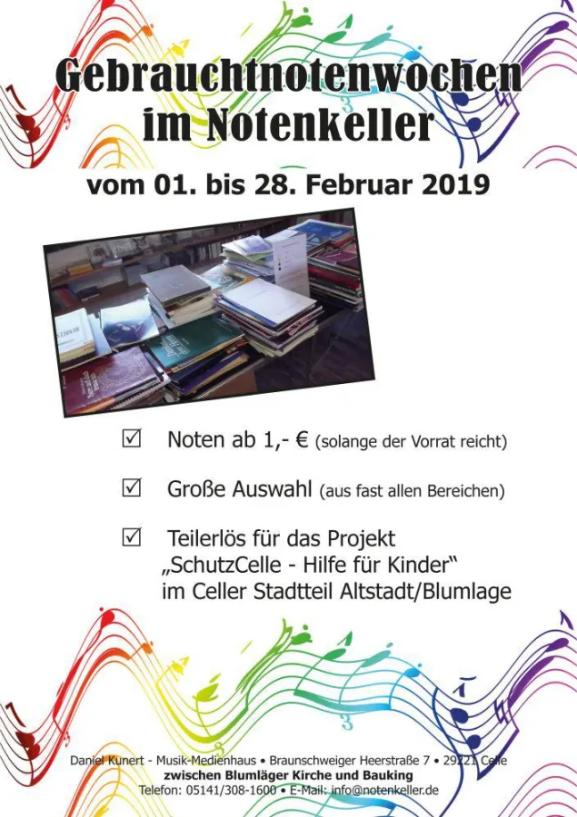 Gebrauchtnotenwochen im Notenkeller Celle - Plakat