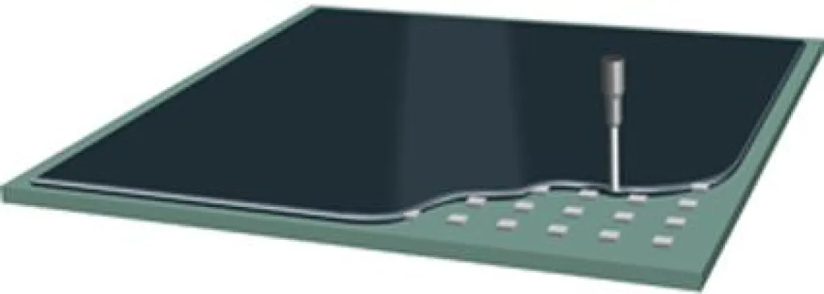 Großflächiger Verguss einer Leiterplatte (Bild: DELO)