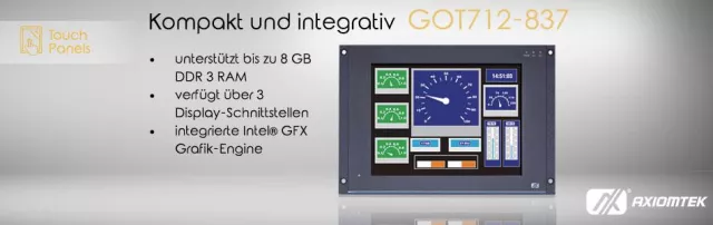 Bild: Axiomteks GOT712-837 - Der lüfterlose Panel PC ist nun auch in 10,4" erhältlich