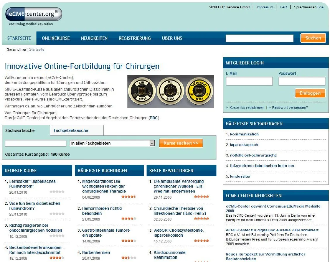 Startseite des [eCME-Center] www.ecme-center.org
