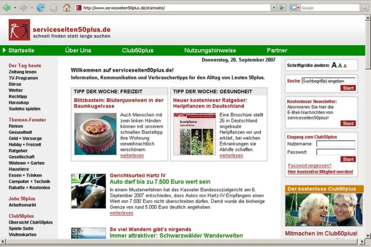 Bild: Neuer Internet-Service für die Generation 50plus