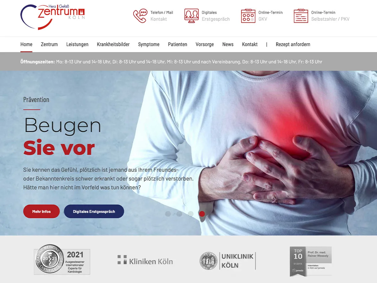 Der Moritz Dunkel entwickelte das neue Webdesign für das Kölner Herzzentrum