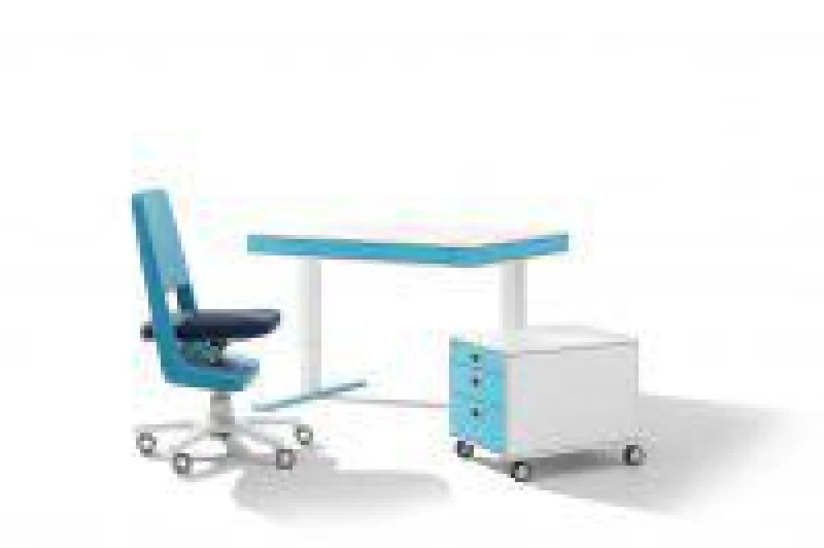 Designlinie moll unique: Schreibtisch moll T7, Drehstuhl moll S9 und Container moll C7