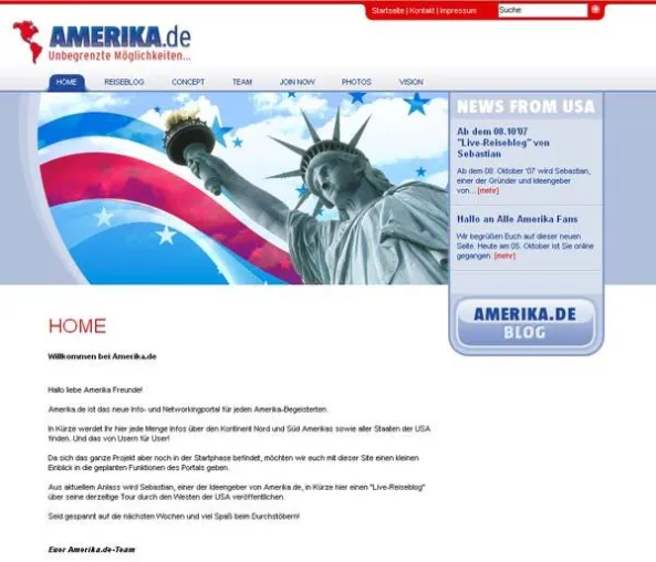 Das Amerika.de web 2.0 Social Networking Portal geht an den Start Bild: Das Amerika.de web 2.0 Social Networking Portal geht an den Start