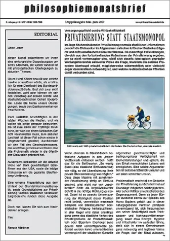 Bild: Keine Scheu vor Kontroversen: Philosophiemonatsbrief diesmal als Doppelausgabe