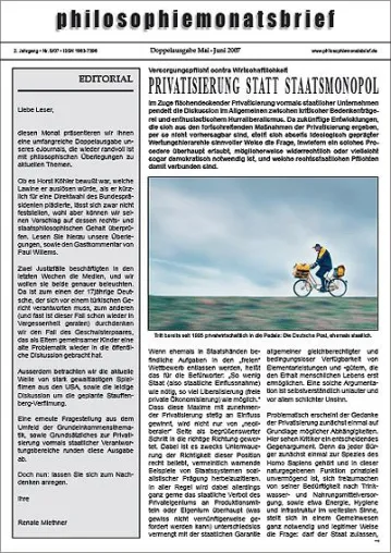 Bild: Keine Scheu vor Kontroversen: Philosophiemonatsbrief diesmal als Doppelausgabe