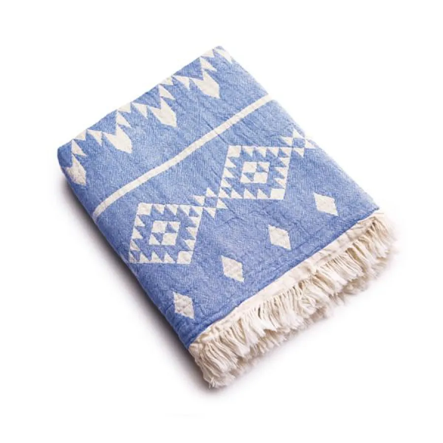 Hamamtuch Kilim griechischblau