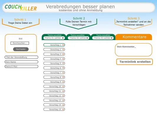 Bild: CouchKiller, Neuausrichtung zu einem Termin-Finder für online Umfragen