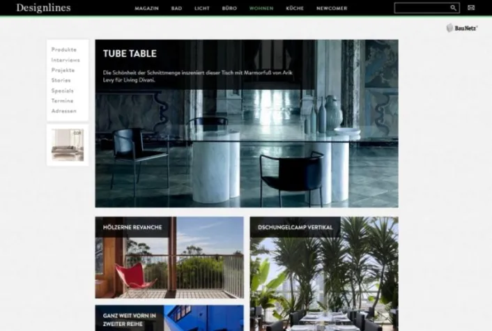 Bild: Designlines starten neu durch / Relaunch der Interior-Plattform von BauNetz Media