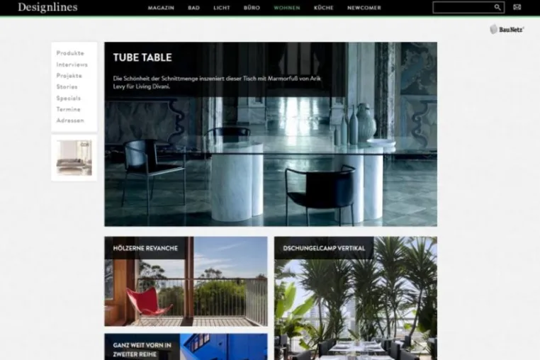 Designlines starten neu durch / Relaunch der Interior-Plattform von BauNetz Media Bild: Designlines starten neu durch / Relaunch der Interior-Plattform von BauNetz Media