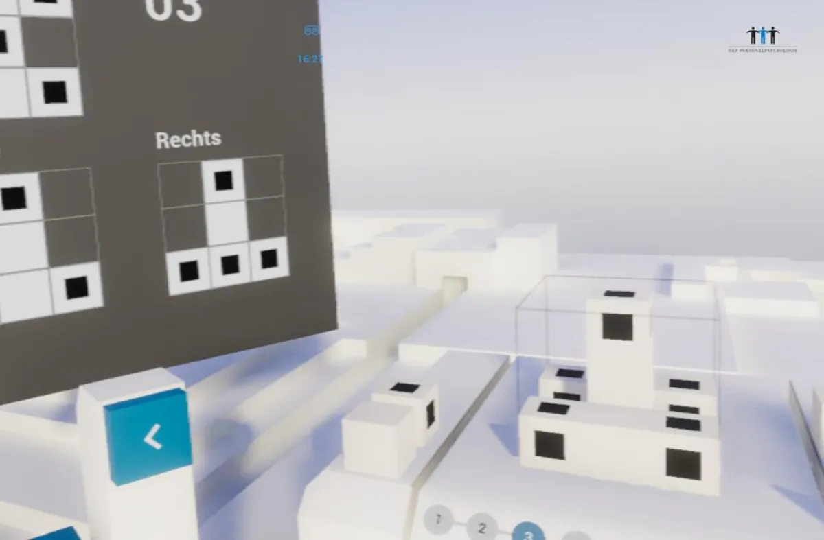 Beispielaufgabe des VR-Tests zur Messung räumlichen Vorstellungsvermögens