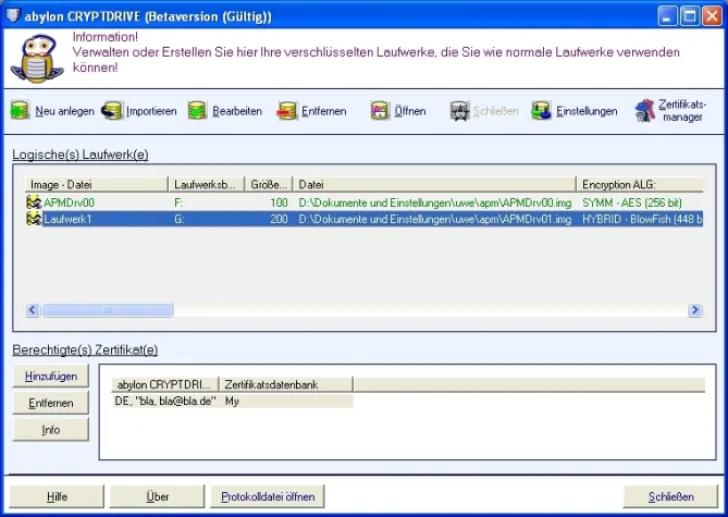 Bild: abylon Cryptdrive & Shareddrive 5.4: Verschlüsselte Laufwerke anlegen