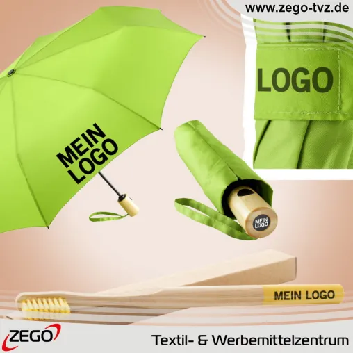 Bild: Bambus-Zahnbürste ColoBoo & recycelter Regenschirm ÖkoBrella