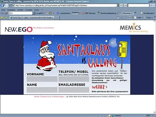 Bild: Santa Claus is calling - Innovativer live Show Case einer ins Onlineumfeld integrierten Mobilemarketing-Kampagne