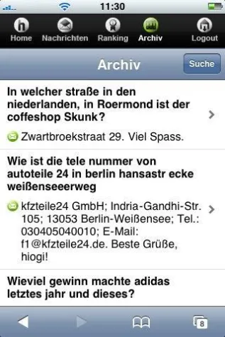 Neue iPhone Web-Applikation für das Abrufen von Insidertipps Bild: Neue iPhone Web-Applikation für das Abrufen von Insidertipps