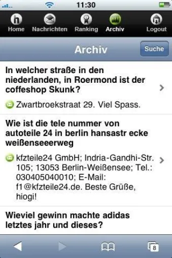 Bild: Neue iPhone Web-Applikation für das Abrufen von Insidertipps