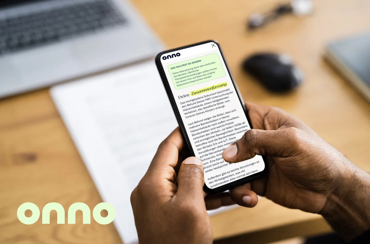 Patient erstellt Übersetzung eines Befundes mit Simply Onno (© Simply Onno GmbH)