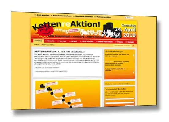 Bild: TYPO3-Agentur net4media realisiert Kampagnen-Webseite für die bundesweite Aktion "Anti-Atom-Kette"