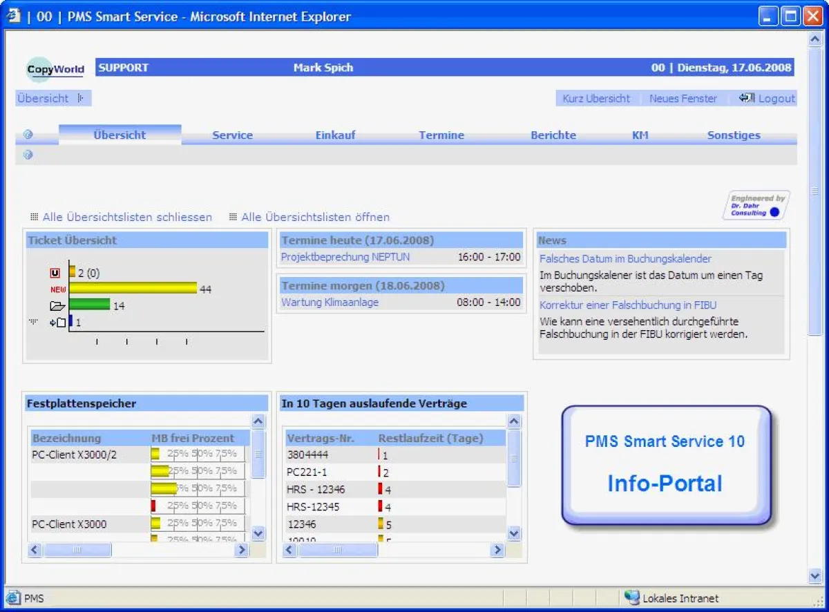 Das PMS Info-Portal liefert zeitnahe Informationen zu anstehenden Ereignissen.