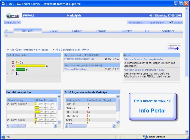 Bild: PMS Smart Service 10 reduziert Kosten und steigert die Effizienz in der internen Administration