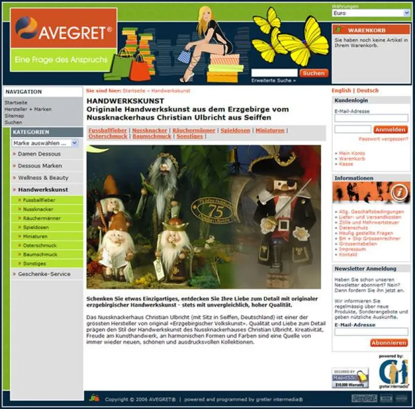 Avegret Online Shop: Vorschau auf die Kategorie Handwerkskunst