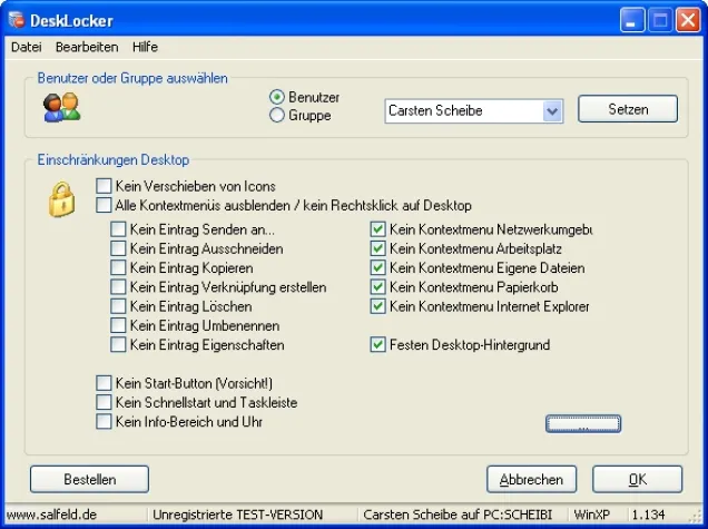 DeskLocker 2005: Windows-Desktop vor Veränderungen schützen Bild: DeskLocker 2005: Windows-Desktop vor Veränderungen schützen