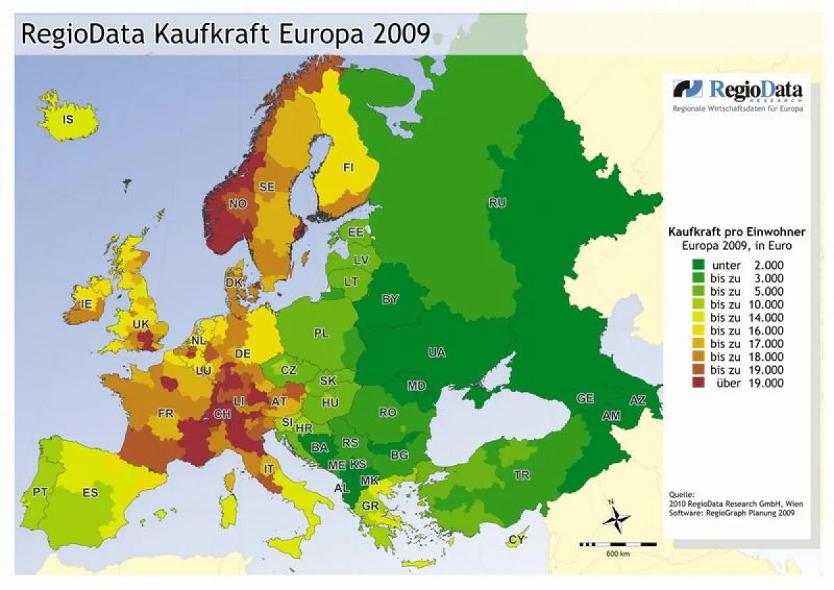 Quelle: RegioData Kaufkraftkennziffern Europa ? Ausgabe 2009/2010