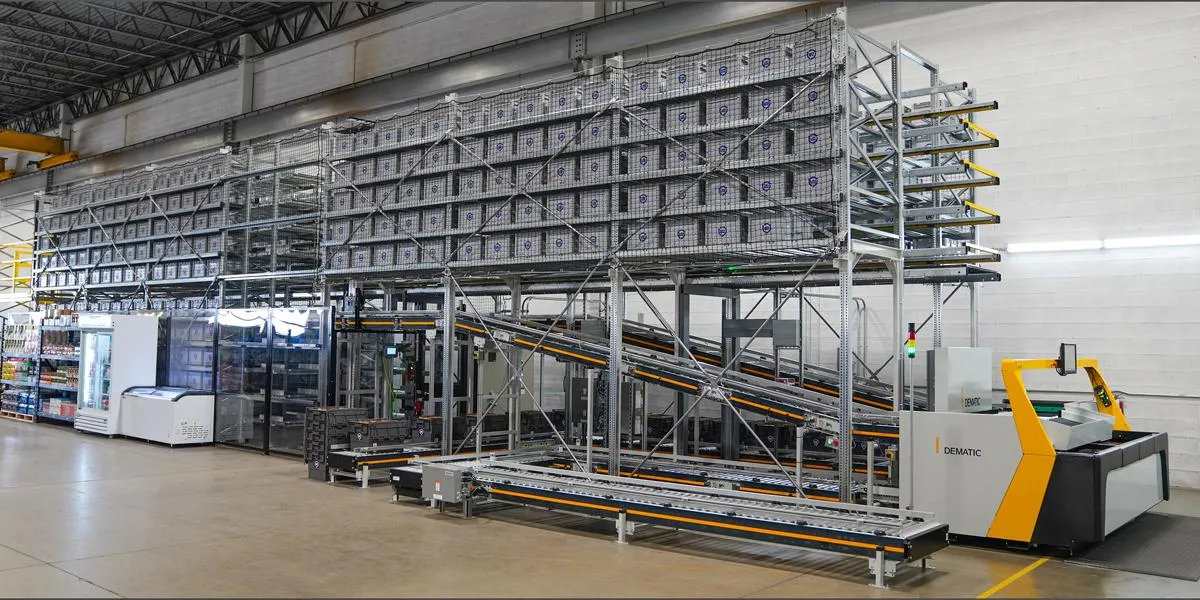 Äußerst kompakte Bauweise: die Dematic-Micro-Fulfillment-Lösung. (Foto: Dematic)