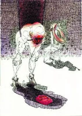 Der Zeichner Marc Dietel in der Galerie Kaysser München Bild: Der Zeichner Marc Dietel in der Galerie Kaysser München