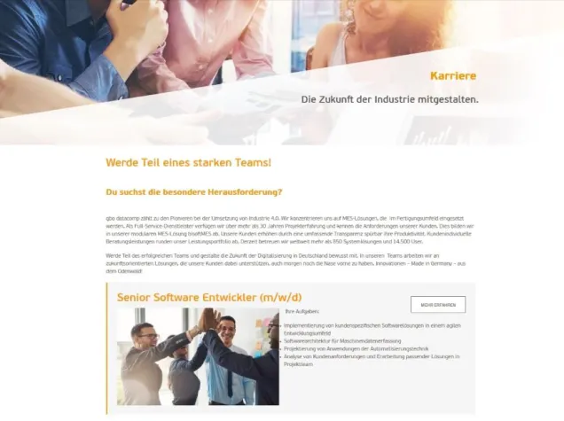 Bild: gbo datacomp mit neuer Karriereseite im Netz